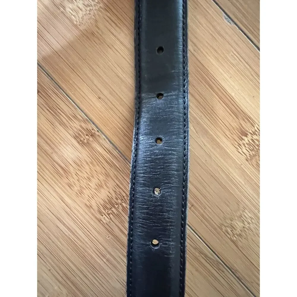 Coach 5913 Black Braided 100% Full Grain Genuine Leather Belt Brass Buckle 34
